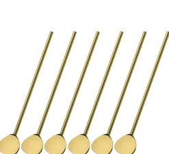 Cilio Cocktaillöffel mit Trinkhalm 6er Set, gold