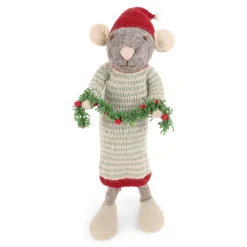 En Gry & Sif Graue Maus mit Girlande