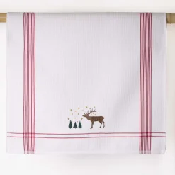 Kleinmann Geschirrtuch "Hirsch m. Sternenhimmel" rot 50x70cm