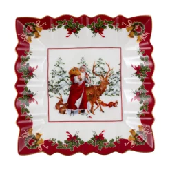 Villeroy & Boch Schale eckig, Santa mit Waldtieren 23x23x3,5cm 